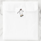 Pinguïn bij ijsschaatsen met ijsschaatsen vierkante sticker (Tas)