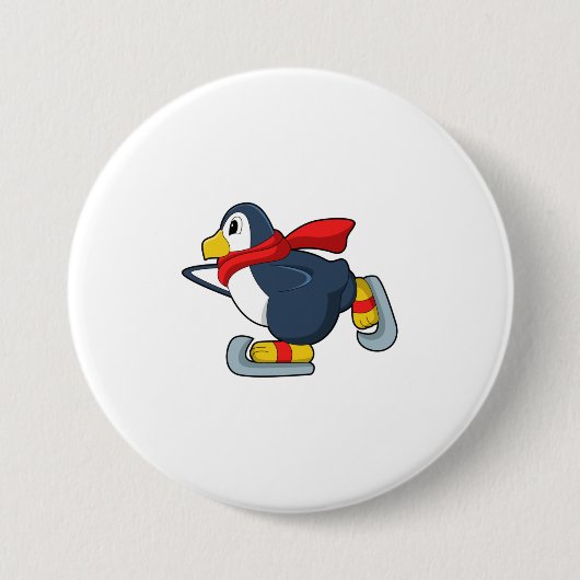 Pinguïn bij ijsschaatsen met ijsscheuren.PNG Ronde Button 7,6 Cm (Voorkant)