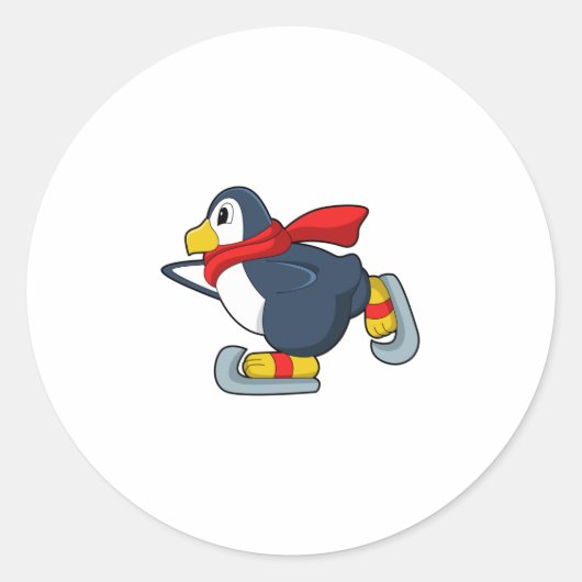 Pinguïn bij ijsschaatsen met ijsscheuren.PNG Ronde Sticker (Voorkant)