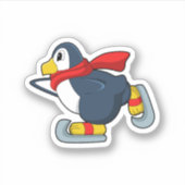 Pinguïn bij ijsschaatsen met ijsscheuren.PNG Sticker (Voorkant)