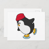 Pinguïn bij ijsschaatsen met Pet Briefkaart (Voorkant / Achterkant)