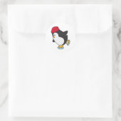 Pinguïn bij ijsschaatsen met Pet Ronde Sticker (Tas)
