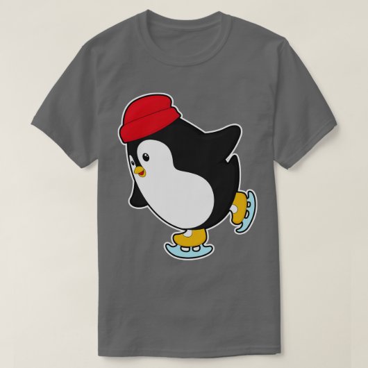 Pinguïn bij ijsschaatsen met Pet T-shirt (Design voorkant)