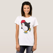 Pinguïn bij ijsschaatsen met Pet T-shirt (Voorkant volledig)