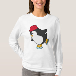 Pinguïn bij ijsschaatsen met Pet T-shirt