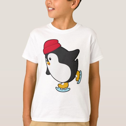 Pinguïn bij ijsschaatsen met Pet T-shirt (Voorkant)