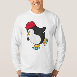 Pinguïn bij ijsschaatsen met Pet T-shirt