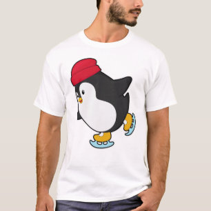 Pinguïn bij ijsschaatsen met Pet T-shirt
