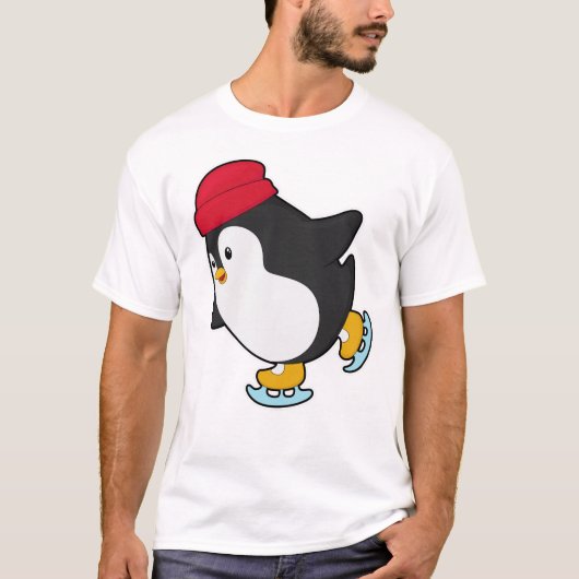 Pinguïn bij ijsschaatsen met Pet T-shirt (Voorkant)