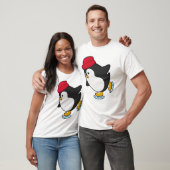 Pinguïn bij ijsschaatsen met Pet T-shirt (Unisex)