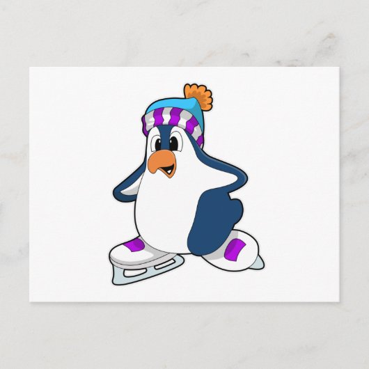 Pinguïn bij kunstschaatsen met schaatsen briefkaart (Voorkant)