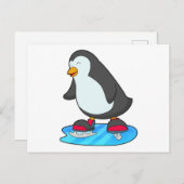 Pinguïn bij kunstschaatsen met schaatsen briefkaart (Voorkant / Achterkant)