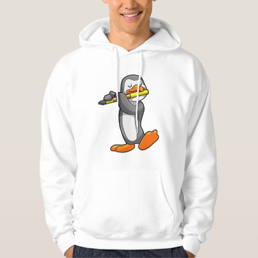 Pinguïn bij Muziek met Flute Hoodie (Voorkant)