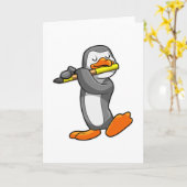 Pinguïn bij Muziek met Flute Kaart (Gele Bloem)