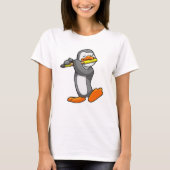 Pinguïn bij Muziek met Flute T-shirt (Voorkant)