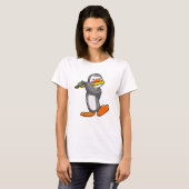 Pinguïn bij Muziek met Flute T-shirt (Voorkant volledig)