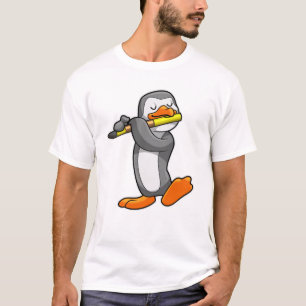 Pinguïn bij Muziek met Flute T-shirt