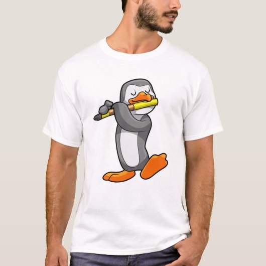 Pinguïn bij Muziek met Flute T-shirt (Voorkant)