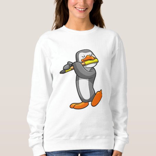 Pinguïn bij Muziek met Flute Trui (Voorkant)
