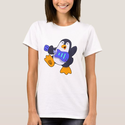 Pinguïn bij Muziek met Guitar T-shirt (Voorkant)