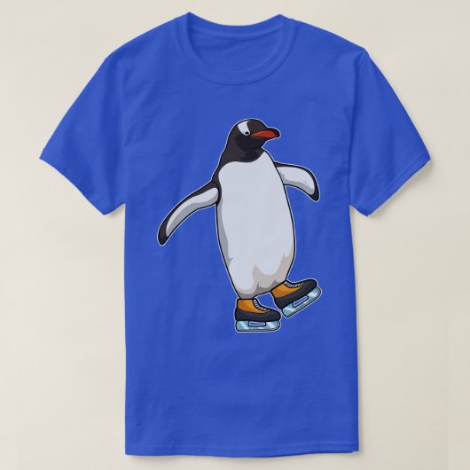 Pinguïn bij schaatsen met Ice schaatsen 2 T-shirt (Design voorkant)