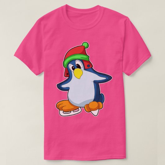 Pinguïn bij schaatsen met Ice schaatsen 4 T-shirt (Design voorkant)