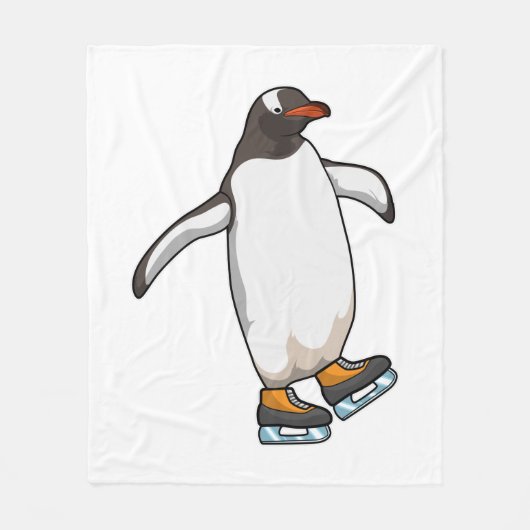 Pinguïn bij schaatsen met ijsschaatsen fleece deken (Voorkant)
