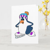Pinguïn bij schaatsen met schaatsen kaart (Gele Bloem)