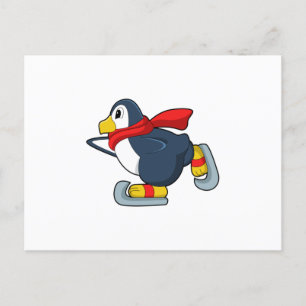 Pinguïn bij schaatsen met schaatsen.PNG Briefkaart
