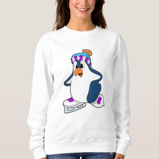 Pinguïn bij schaatsen met schaatsen trui (Voorkant)