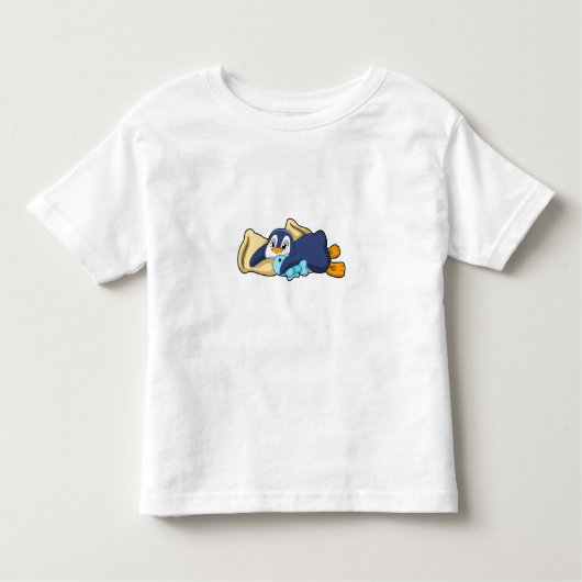 Pinguïn bij slapen met piloot kinder shirts (Voorkant)