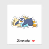 Pinguïn bij slapen met piloot sticker (Vel)