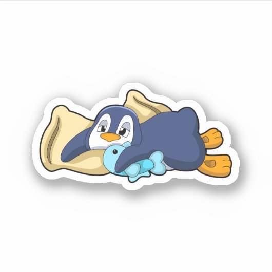 Pinguïn bij slapen met piloot sticker (Voorkant)