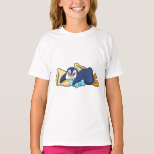 Pinguïn bij slapen met piloot t-shirt