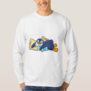 Pinguïn bij slapen met piloot t-shirt