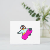 Pinguïn bij snowboard sporten & skibril briefkaart (Staand voorkant)