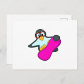Pinguïn bij snowboard sporten & skibril briefkaart (Voorkant / Achterkant)