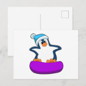 Pinguïn bij Snowboarding met Snowboard Briefkaart (Voorkant / Achterkant)