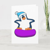 Pinguïn bij Snowboarding met Snowboard Kaart (Voorkant)
