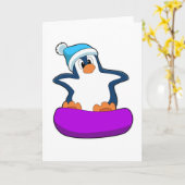 Pinguïn bij Snowboarding met Snowboard Kaart (Gele Bloem)