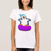Pinguïn bij Snowboarding met Snowboard T-shirt (Voorkant)