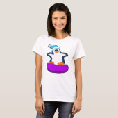 Pinguïn bij Snowboarding met Snowboard T-shirt (Voorkant volledig)