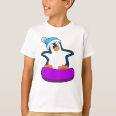 Pinguïn bij Snowboarding met Snowboard T-shirt (Voorkant)