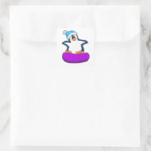 Pinguïn bij Snowboarding met Snowboard Vierkante Sticker (Tas)