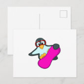 Pinguïn bij snowboardsport & skibril briefkaart (Voorkant / Achterkant)