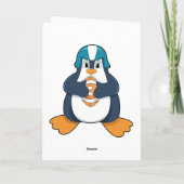 Pinguïn bij voetbal sporten kaart (Achterkant)