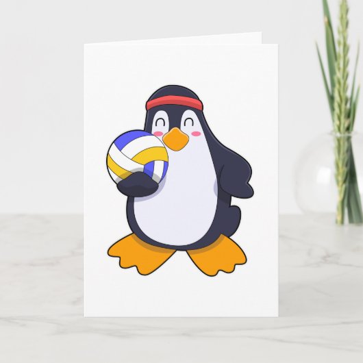 Pinguïn bij volleybal sporten kaart (Voorkant)