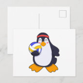 Pinguïn bij volleybalsport briefkaart (Voorkant / Achterkant)
