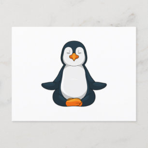 Pinguïn bij Yoga Fitness in zittende houding Briefkaart