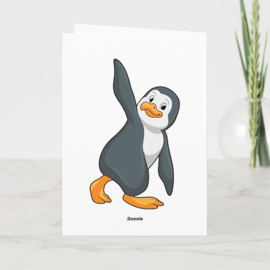Pinguïn bij yogarekoefening kaart (Achterkant)